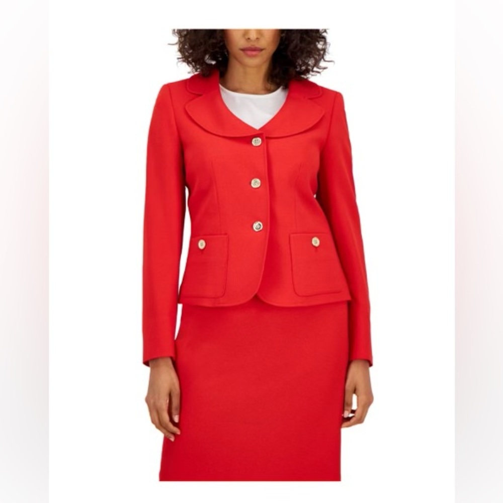 Nipon Boutique - Red Skirt Suit w/ gold accents size 14 

New With Tags